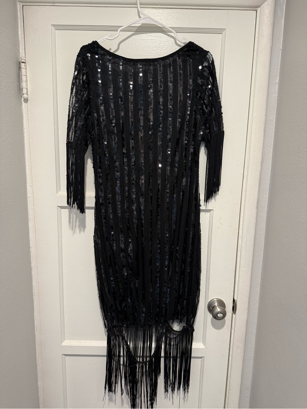 Boss Black Sequin Fringe Midi Dress